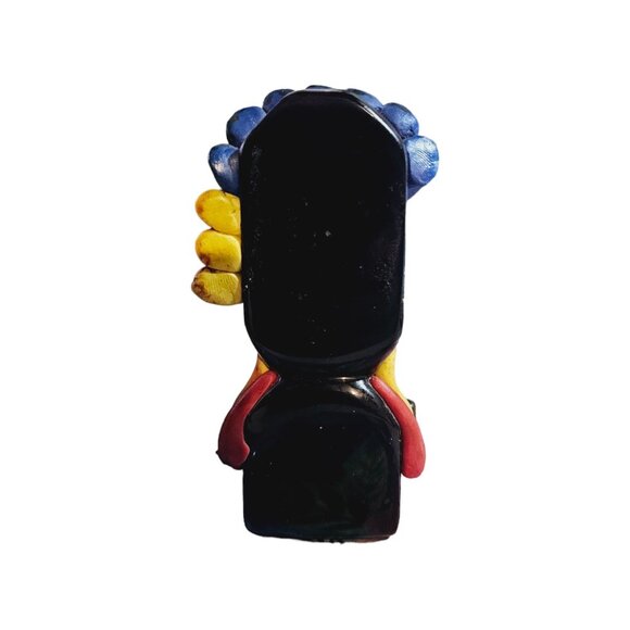 Vintage 1970's Obsidian Aztec Warrior Eagle Headdress with Semi Precious Stones - Picture 3 of 3